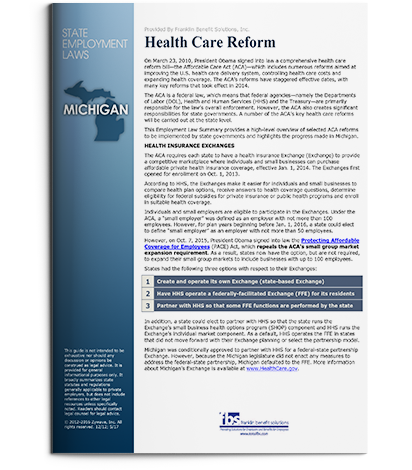 ACA Support & Compliance - Michigan Health Care Reform